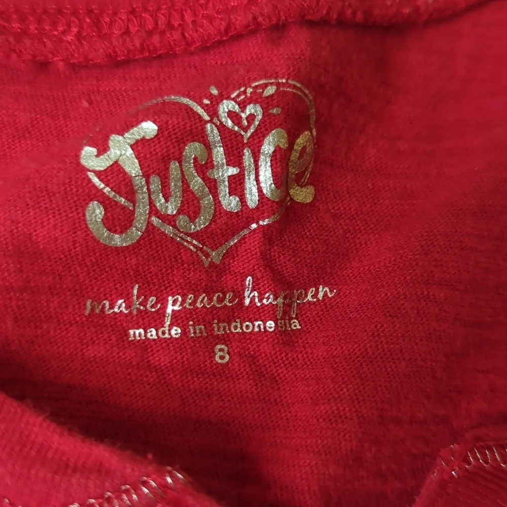 Justice Red Long Sleeve T-Shirt - Size 8